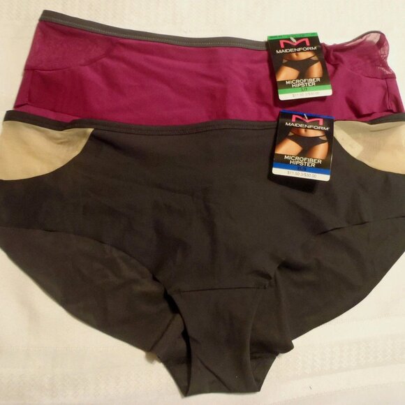 Maidenform Size 7 or 8 Black Pink Microfiber Hipster Panty Choice NWT - Picture 1 of 4